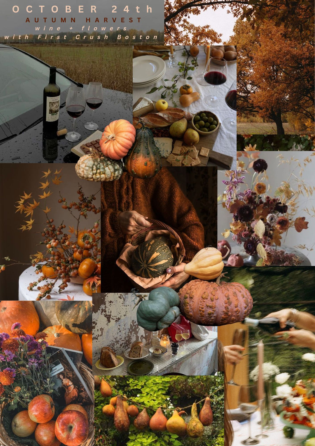 Rococo Fall Series Workshops | 10.24.24 Autumn Harvest Wine + Flowers with First Crush